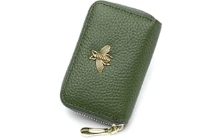 imeetu RFID Credit Card Holder, Small Leather Zipper Card Case Wallet for Women