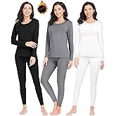 URATOT 3 Sets Women's Thermal Underwear Set Fleece Lined Long Johns Thermal Underwear Base Layer for Women Cold Winter