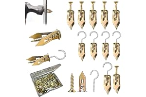 Peach Fairyers 60 Piece Self Drilling Drywall Anchors Kit 30 Anchors 25 Screws 5 Hooks No Drill Reusable Zinc Plated Steel Wa