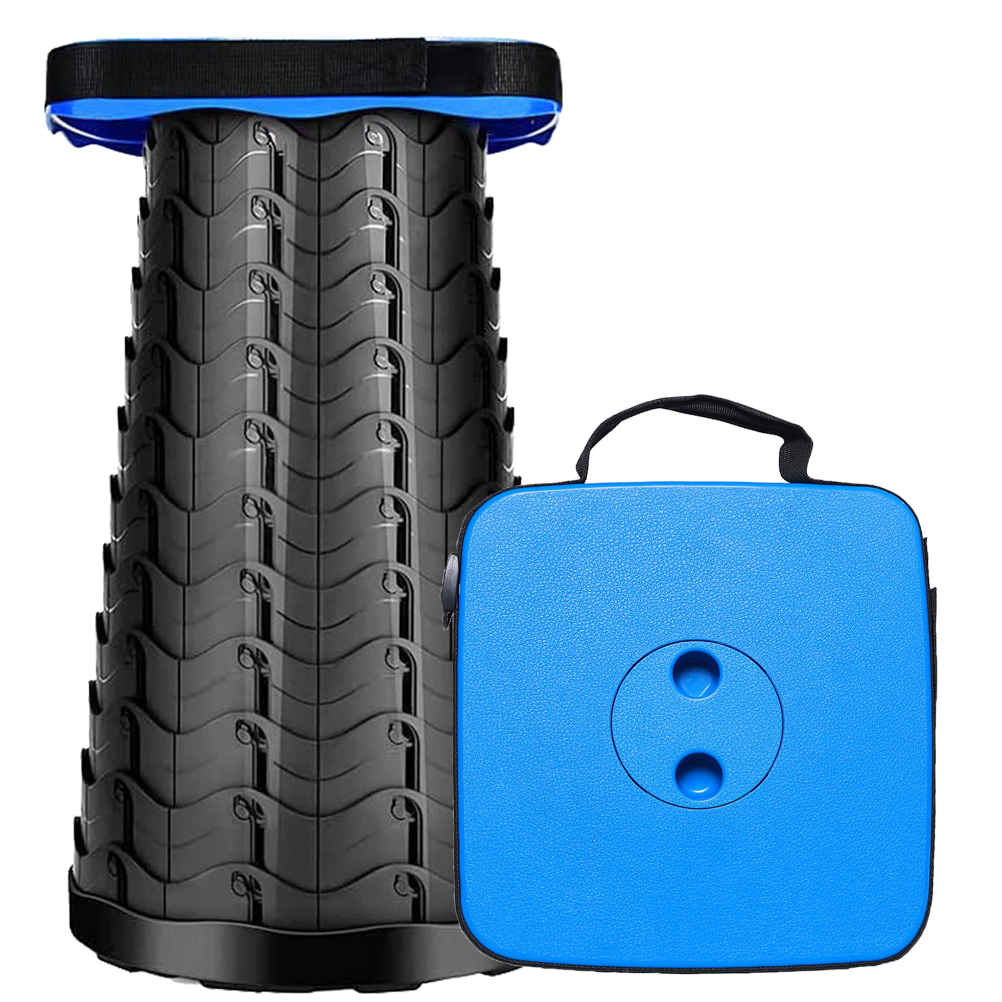 MKBK Telescopic Stool Folding Seat Camping Stool, Collapsible Stool Pop up stool for Fishing, Camping, Portable seat Load Capacity 485 LB (Blue)