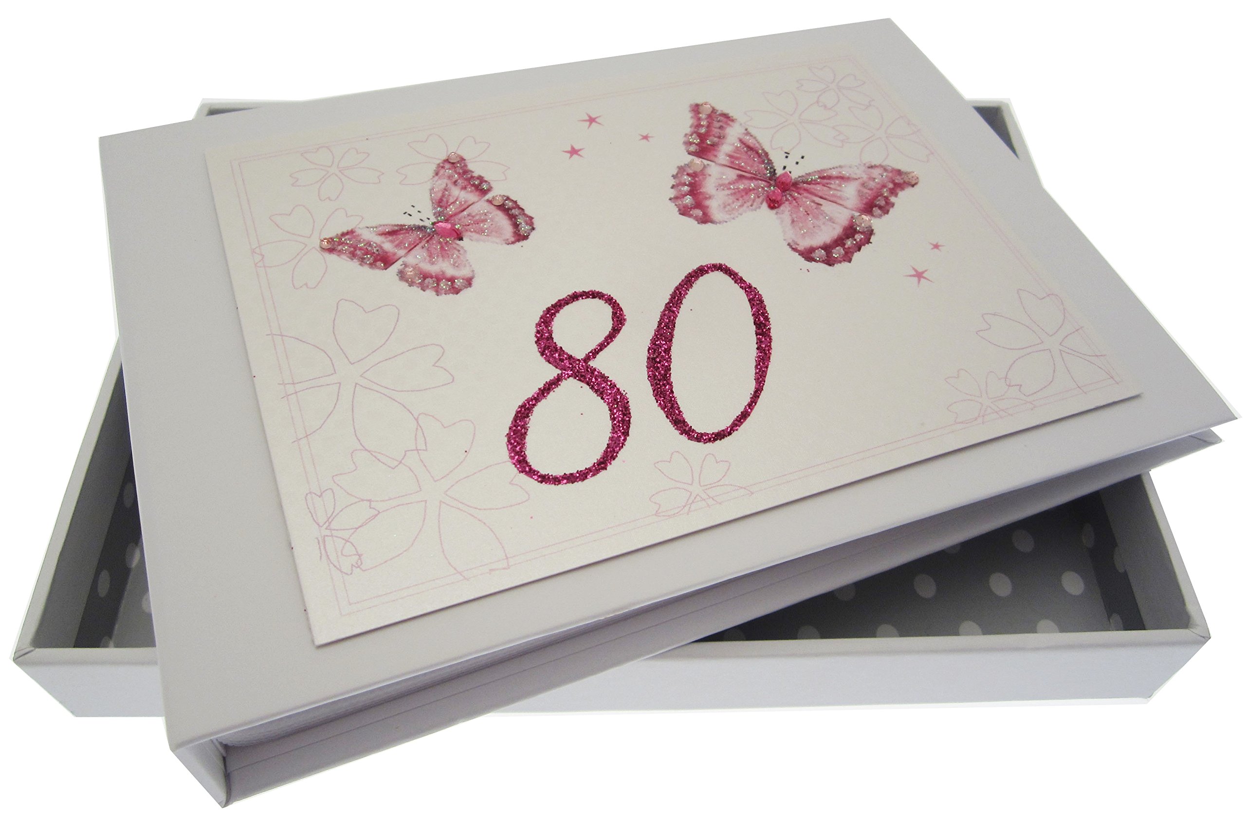 WHITE COTTON CARDS, 80th Birthday, Tiny Album, Butterflies