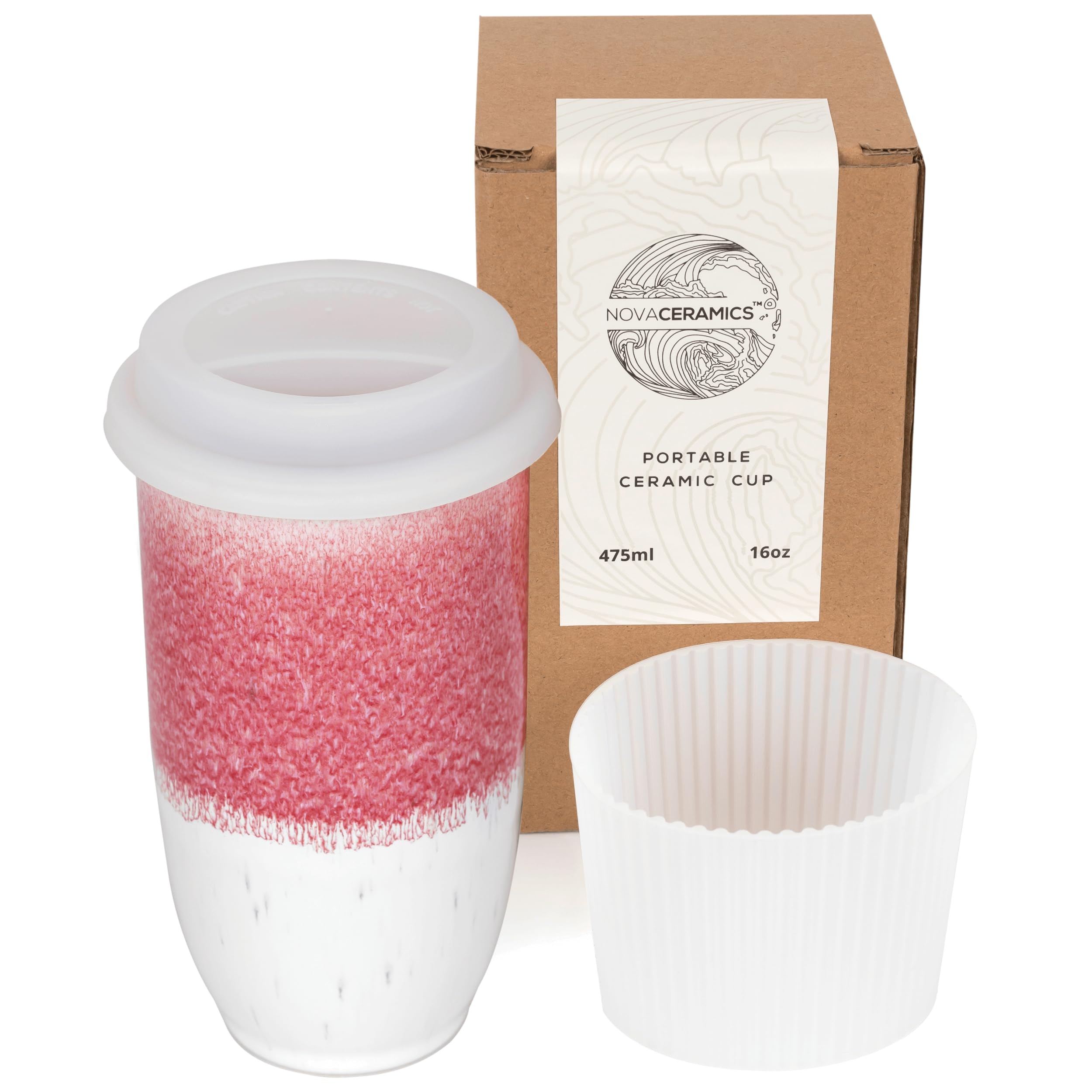 Photo 1 of NOVA CERAMICS Coffee Travel Mug - Coffee Travel Cup – Microwave & Dishwasher Safe Coffee Pink Tumbler - Gifts For Women Men Him Her – 16oz – Coral Pink