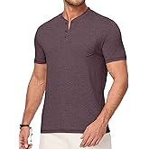JMIERR Mens Henley Shirts Short Sleeve Casual Basic Button Up Tees Pocket T Shirts for Men