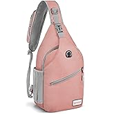 ZOMAKE Sling Bag,Small Crossbody Sling Backpack,Water Resistant Shoulder Daypack for Travel,Anti Thief Chest Bag for Hiking(Pink(New))