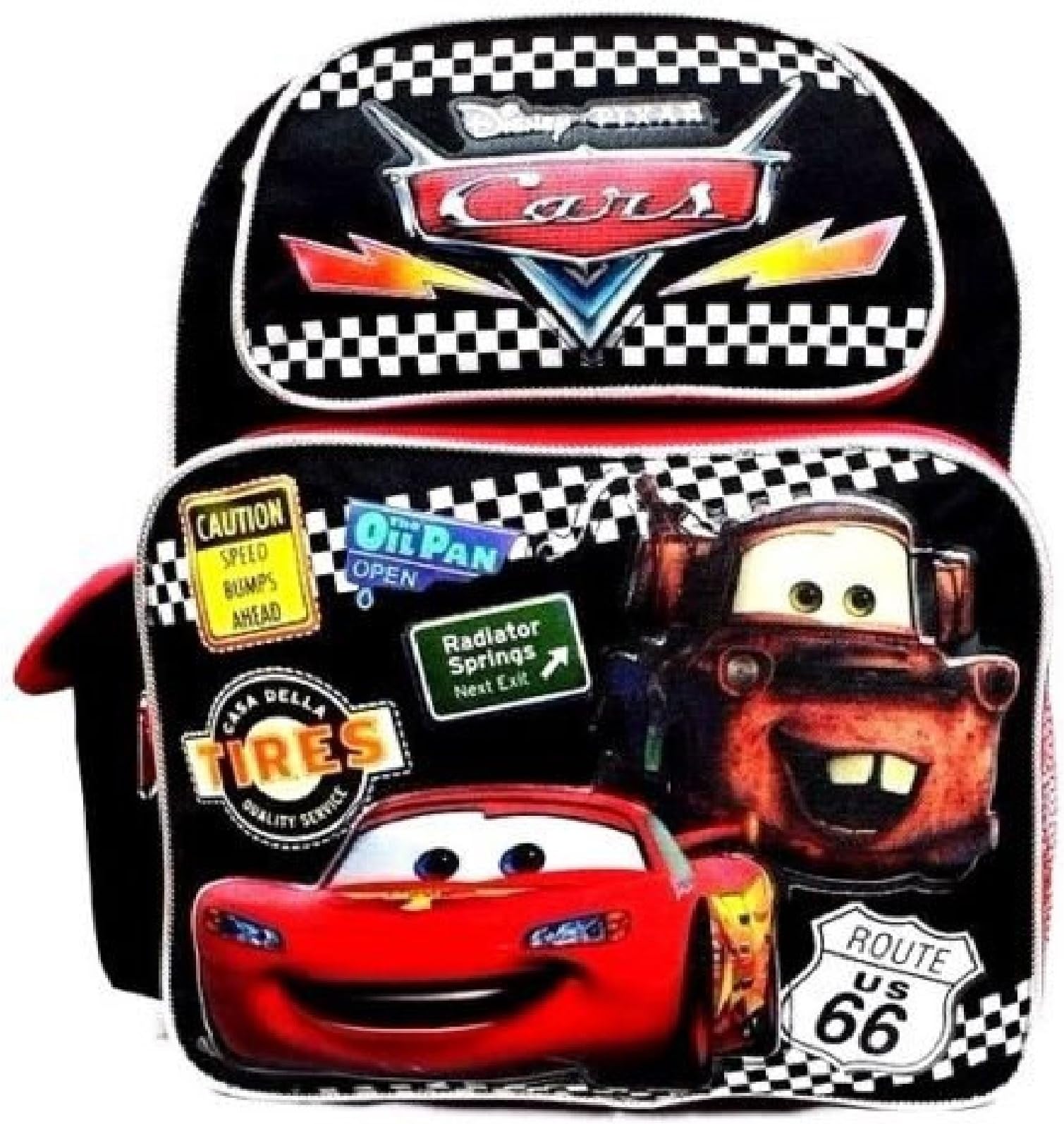 Disney Pixar Cars 3 Boys 15" Canvas Black & Red School Backpack - Multiple Signs