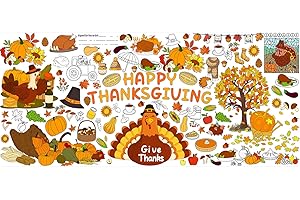 AinDen Thanksgiving Coloring Tablecloth, 72x30 Inch Kids Craft Table Cover, Fun Coloring Table Cloth and Art Activity, Thanksgiving Crafts for Kids