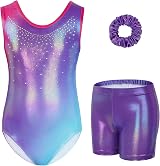 Gogokids Girls Three-Piece Gymnastics Set Leotard Shorts Hairband