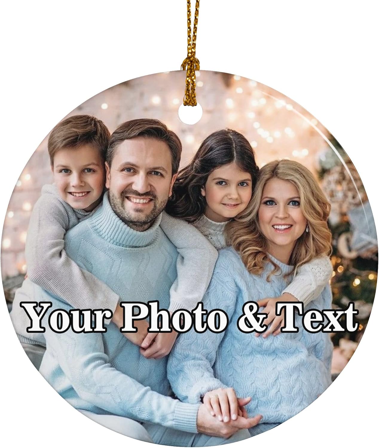 Ornaments - Personalized Christmas Ornaments - Custom Photo Text Ceramic Ornaments for Xmas Tree, Holiday Home Decor, Customized Christmas Tree Decoration for Kids, Mom, Dad, Friends, Family