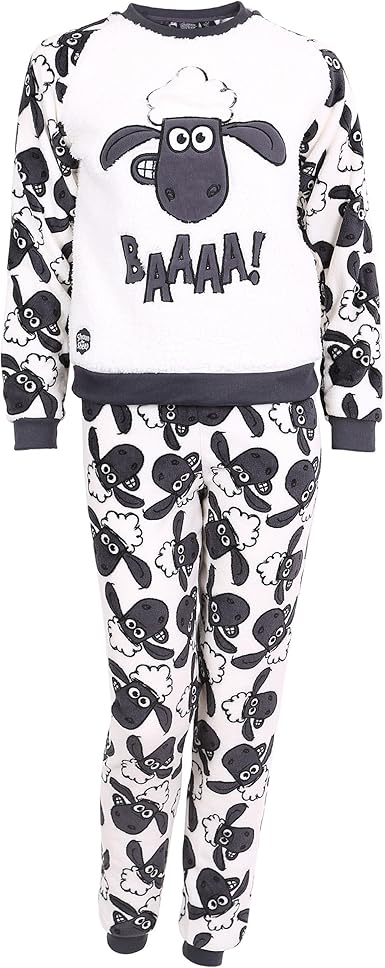 Shaun The Sheep Ladies Stunning 2 Piece Pyjama Set Pj S Nightwear Long 10 12 Eu 38 40 White Amazon Co Uk Clothing