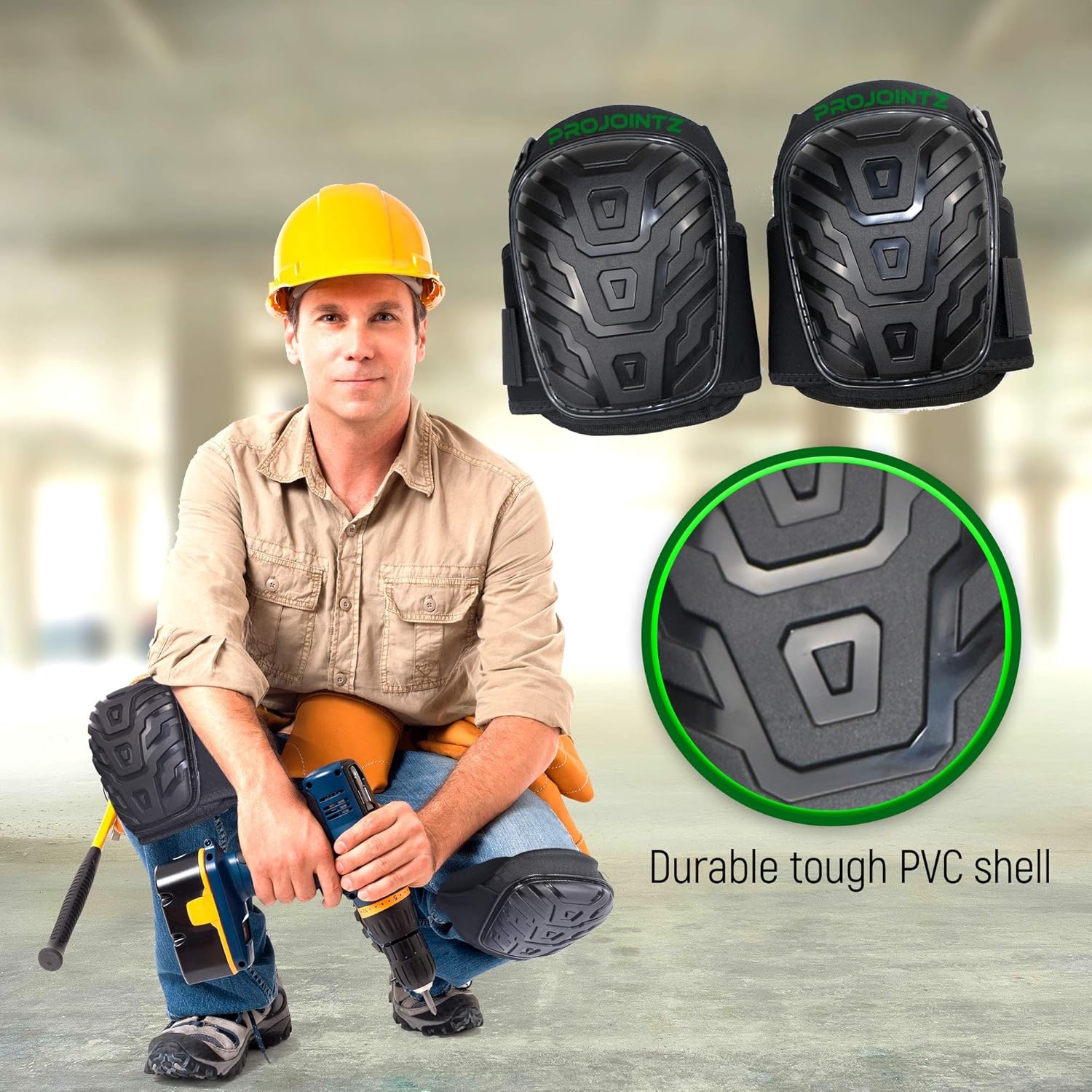Knee Pads for Work - Professional Gel Knee Pads Heavy Duty for Construction, Flooring, Gardening and Cleaning. Best style knee pads for comfort, protection and durability.… - - 