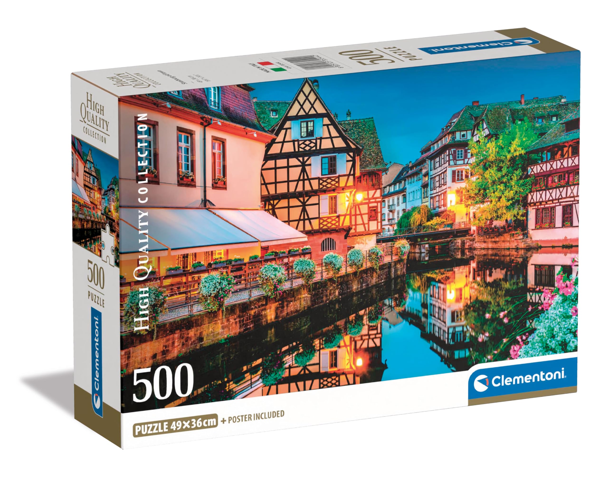 Clementoni Jigsaw Puzzle Collection - Strasbourg Old Town 500 Pieces - Poster Included, Puzzle For Adults 14-99 Years, Gift For Men/Women, Town, Landscape, France, Made In Italy, 35544