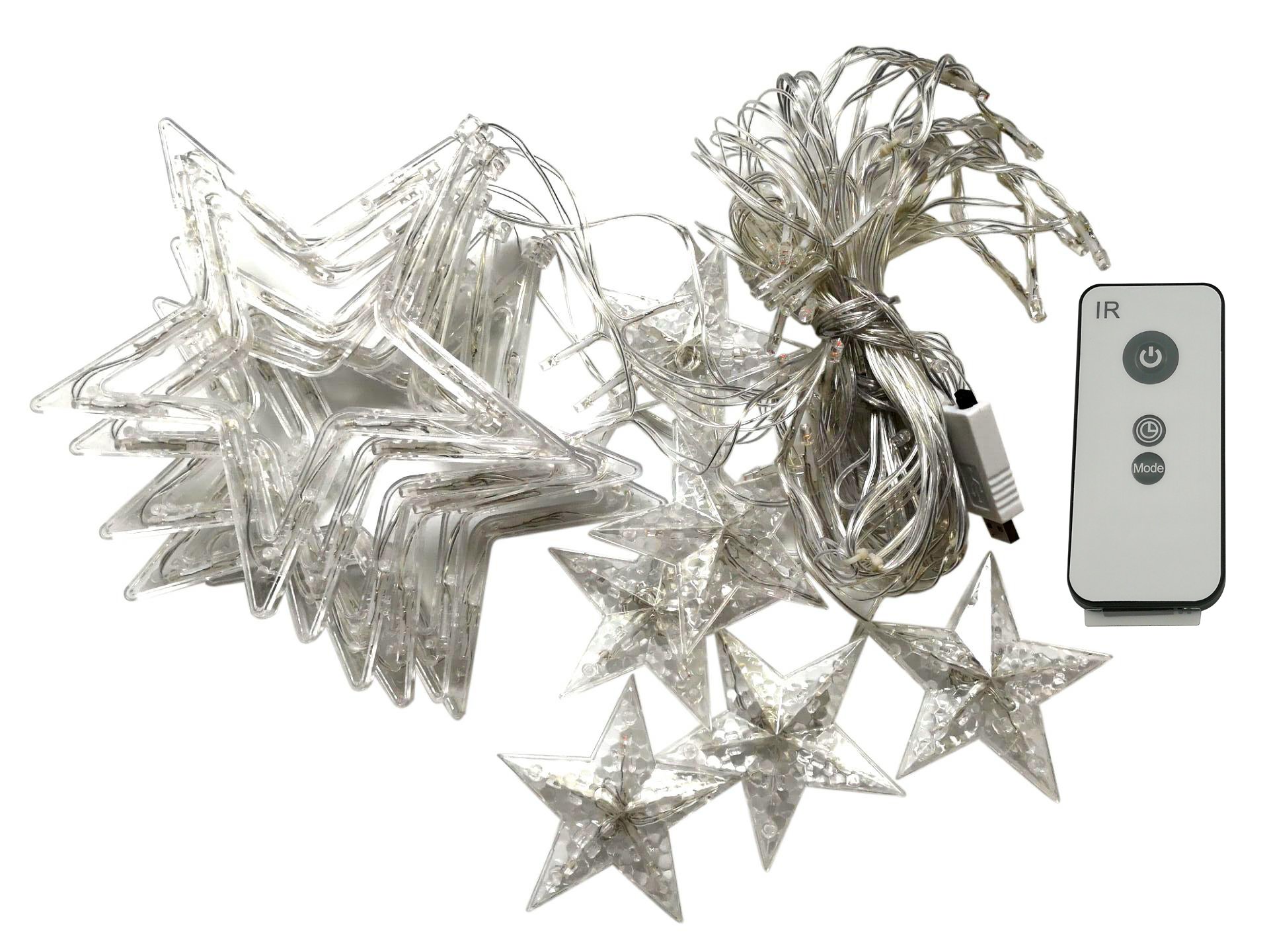 LED Sternenvorhang mit USB-Stecker 138 LED-Lichter Fernbedienung Schaltuhr 8 Modus Weihnachtlicher Lichtervorhang Lichterkette Stern Weihnachtsdekoration Dekolicht (mehrfarbig)