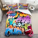 Loussiesd Graffiti Bedding Set Duvet Cover 3 Pcs Kids Boys Teens view 2