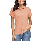 MAGCOMSEN Women's Polo Shirts UPF 50+ Sun Protection 4 Buttons Casual Work Quick Dry Short Sleeve Collared Golf Shirt
