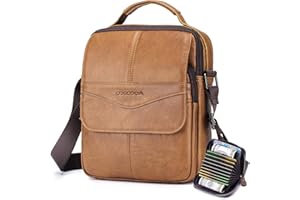 COSCOOA Leather Messenger Shoulder Crossbody Bag for Men,Big Capacity Mens Purse Handbag Come with Credit Card Wallet