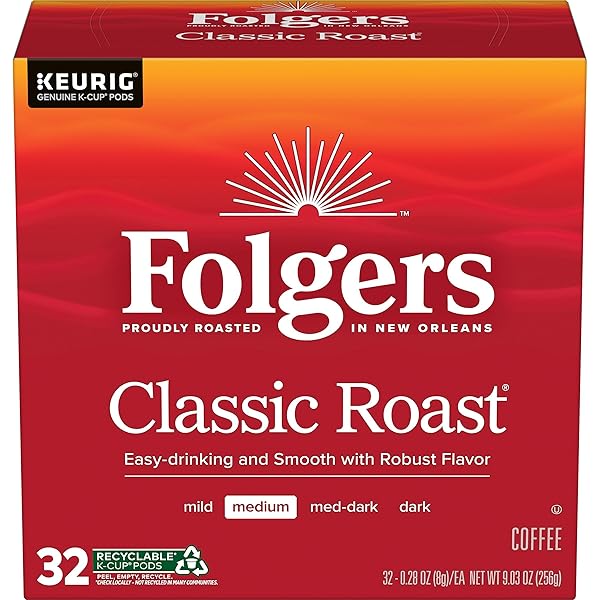 FOLGERS CLASSIC ROAST COFFEE, MEDIUM ROAST, K CUP...