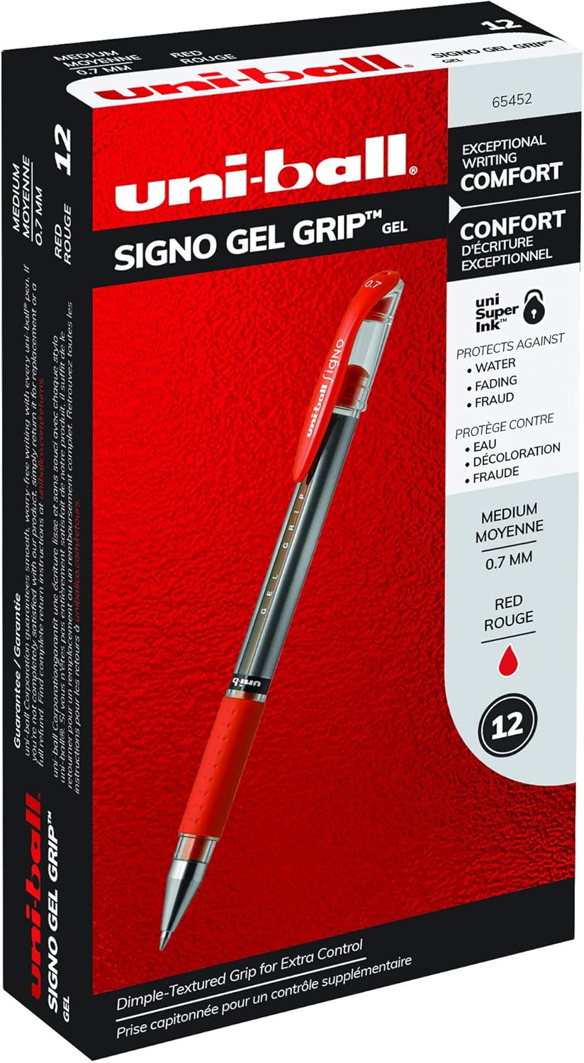 uni-ball Gel Grip Pens, Medium Point (0.7mm), Black, 12 Count: Industrial & Scientific