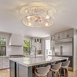 Garwarm 20" Caged Ceiling Fan With Light, Flush