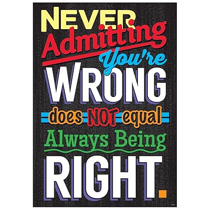 Argus Never Admitting Youre Wrong Poster (1 Piece), 13.38 x 19
