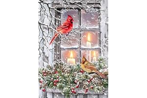 ACELII Christmas 5D Diamond Painting Kit for Adults Beginners,DIY Winter Cardinals Birds Paint by Diamond Art Kits,Suitability Friends Full Round Drill Diamonds Dots Gem Art,Home Wall Decor 12x16 Inch