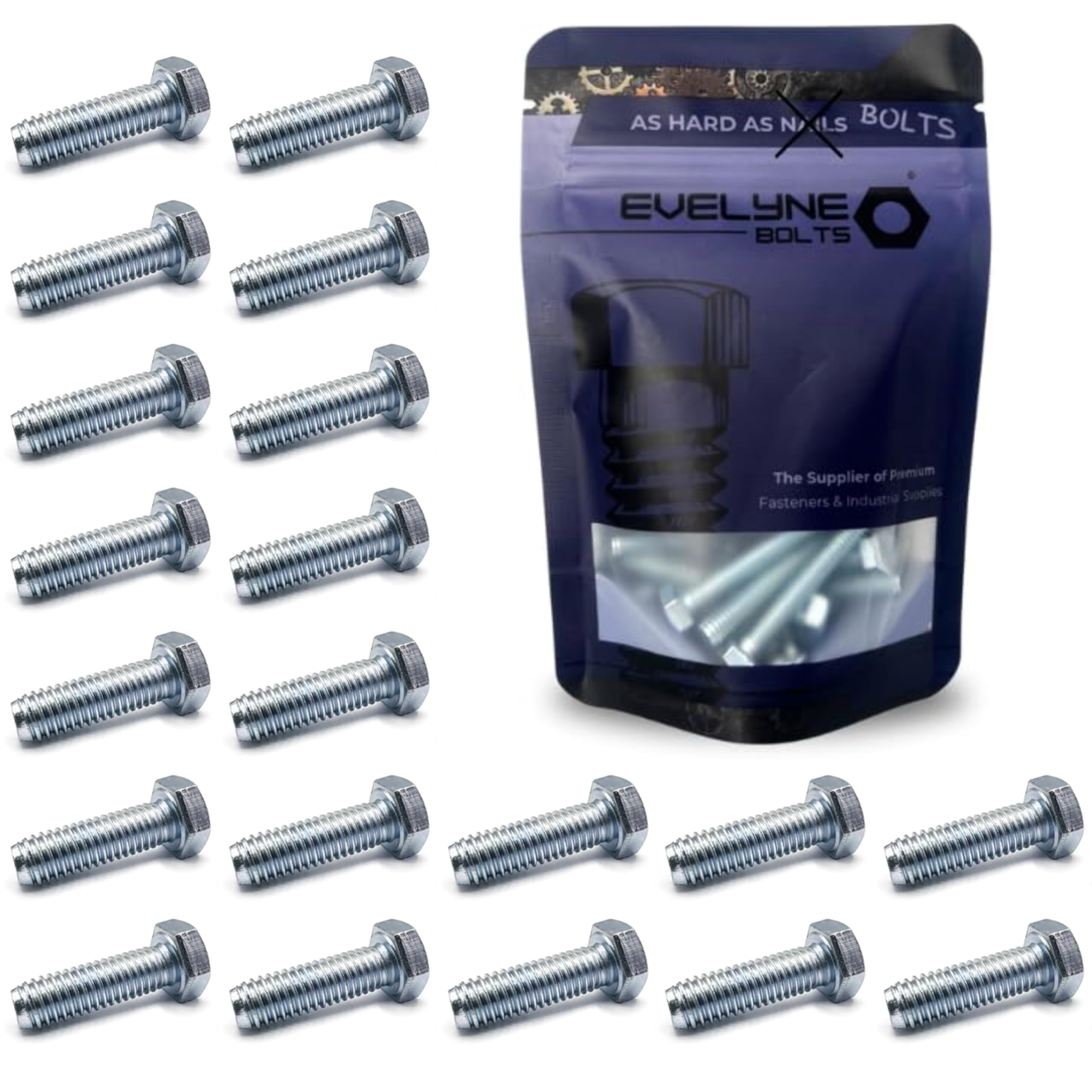 M8 (8mm x 40mm) Hex Bolt/Setscrew Fully Threaded (Pack of 20)