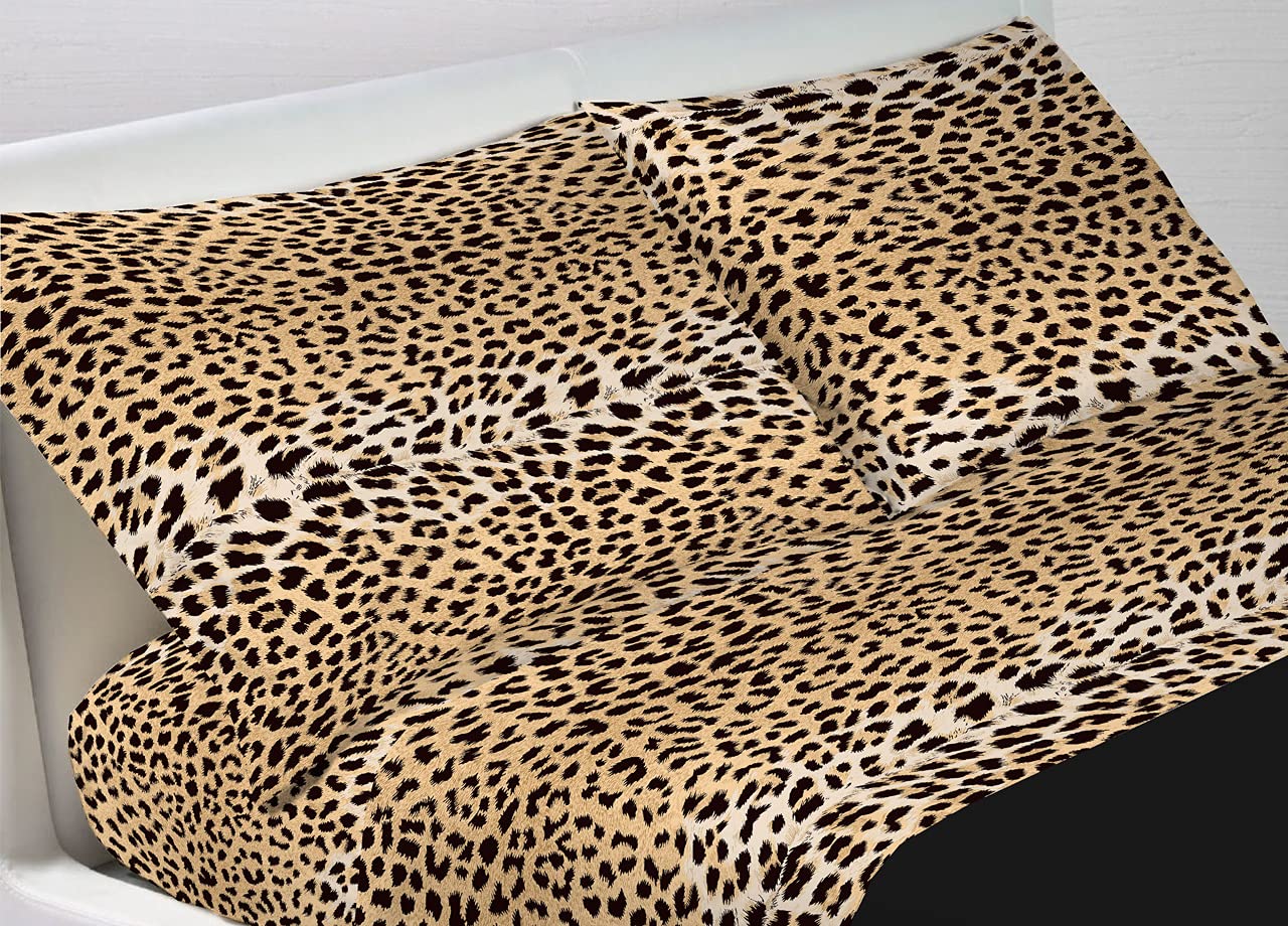 BIANCHERIAWEB Duvet Cover Set, 100% Cotton, Made in Italy, Duvet Cover, Single Bed Set, Leopard Pattern