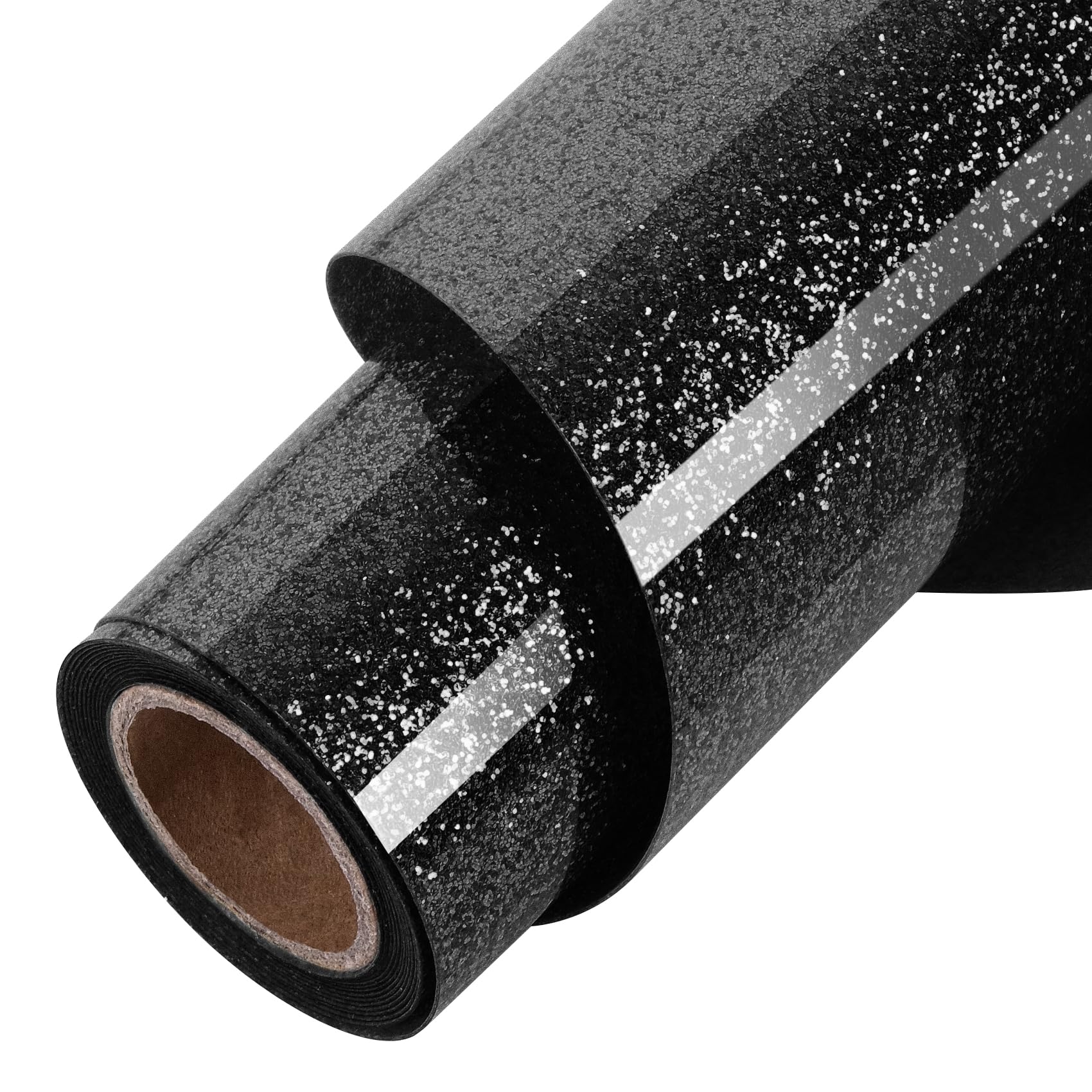 View 1 of ?TORC Black Glitter HTV Black Heat Transfer Vinyl HTV Rolls, 12" x 6 ft Iron on Vinyl for T Shirts Black Glitter HTV Vinyl for All Cutter Machines Easy to Cut & Weed for Heat Vinyl Design 1 Roll