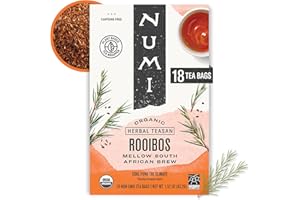Numi Organic Rooibos Tea, 18 Herbal Tea Bags, Microplastic Free, Packed with Antioxidants, Great for Evening Relaxation
