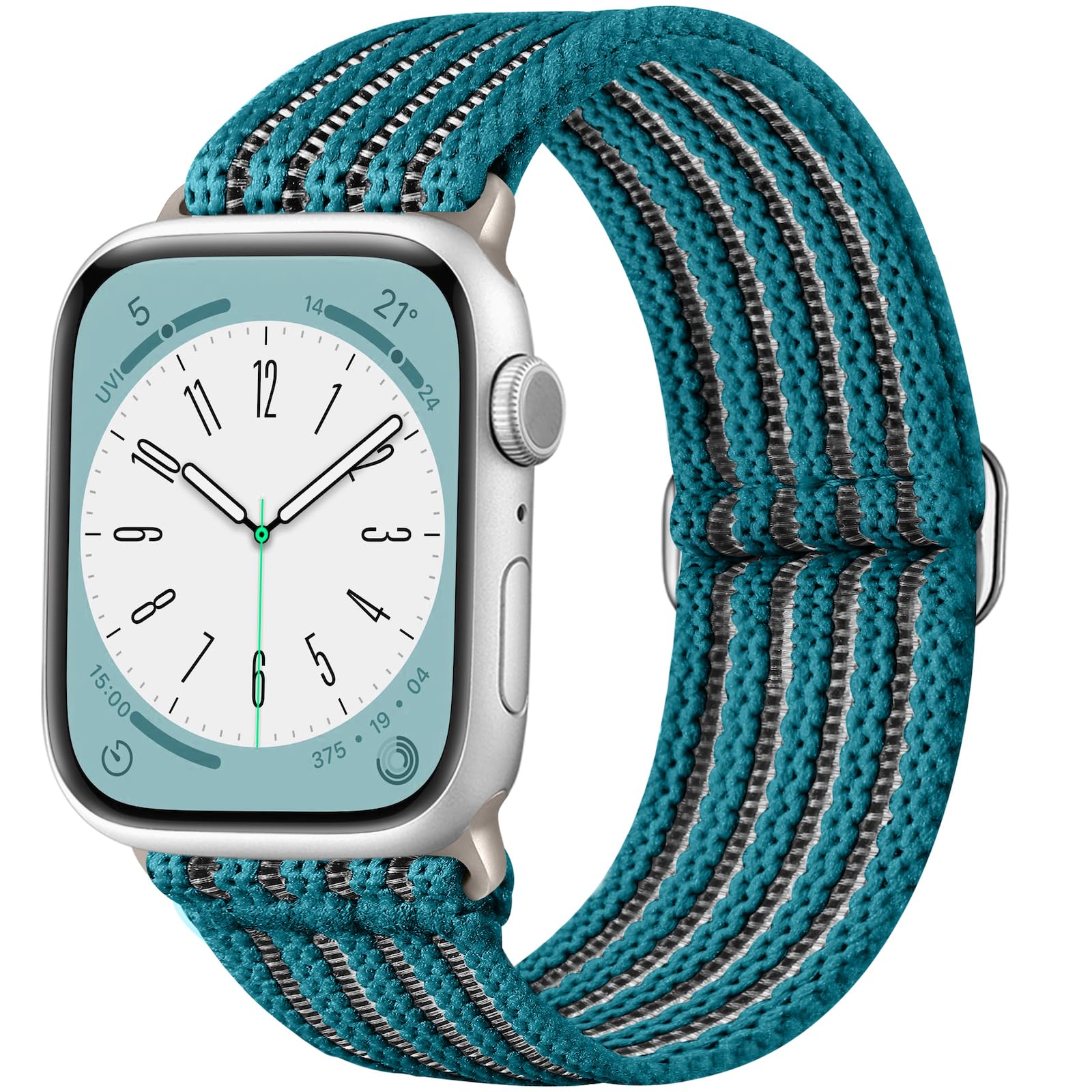 Braided Stretchy Strap Compatible with Apple Watch Straps 38mm 40mm 41mm 42mm 44mm 45mm 46mm 49mm Women Men Adjustable Nylon Solo Loop Strap for Women Men