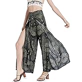 ELE-WOVEN Women's High Waist Side Slit Wrap Pants - Tie Up Front and Back - Around Pants to Jumpsuit - Beach Cover Up