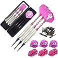 Roobeeo Soft Tip Darts Set for Electronic Dart Board 18/22g Plastic Tip Darts Set with Brass Barrels&Aluminum Shafts, 6 Flights 3 Spare Plastic Dart Shaft 20 Soft Tips Portable Case