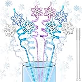 LEDUO Reusable Frozen Drinking Straws-24Pcs Glitter Snowflake Plastic Straw Party Favors-Frozen Party Decoration -Winter Snow Birthday Party Decor Supplies-Christmas Goodie Bag Stuffer Classroom Prize