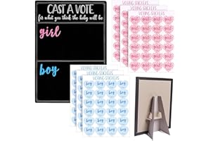 Juvale Boy or Girl Voting Board - Interactive Gender Guessing Board - Classic Black Chalkboard Baby Shower Decoration - Easy Tabletop Display for Baby Shower Games - Black, 12 x 17 in, 144 Stickers