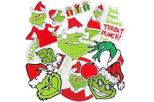 WEUOPG 9pcs Christmas Iron on Patches, Embroidered Sew Applique Repair Patch for T-Shirts Hats Backpacks Clothing, Sew On/Iron On Patch Applique for Christmas Decoration DIY Accessories (Green)
