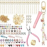 HINGTAI 261Pcs Charms Lip Gloss Keychain Making Kit | All-in-One Supply Set with Charms, Chains & Tools | for DIY Bag, Lip Gloss Accessories | Metal Letters & Enamel Pendants