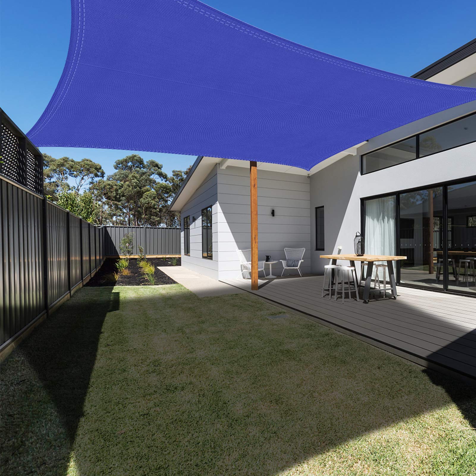 Ankuka Sun Shade Sail 4m x 5m Navy Blue Rectangular Waterproof Garden Sun Sail Outdoor Patio Party Sunscreen Awning Canopy 98% UV Block With Rope