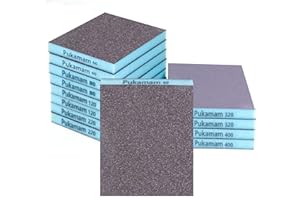 PUKAMAM 12 Pack Sanding Sponge, Washable and Reusable Sanding Blocks 60/80/120/220/320/400 Grit Wet Dry Sand Paper Assortment Pack for Wood Drywall Metal Furniture