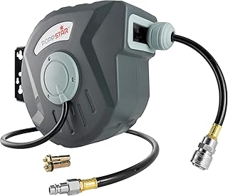 Poppstar Druckluftschlauchtrommel (Schlauch: 10m + 1m, Innendurchmesser 5/16"(8x12mm), 1/4"BSPT), Schlauchtrommel mit Automatik Aufroller für Druckluft Schlauch