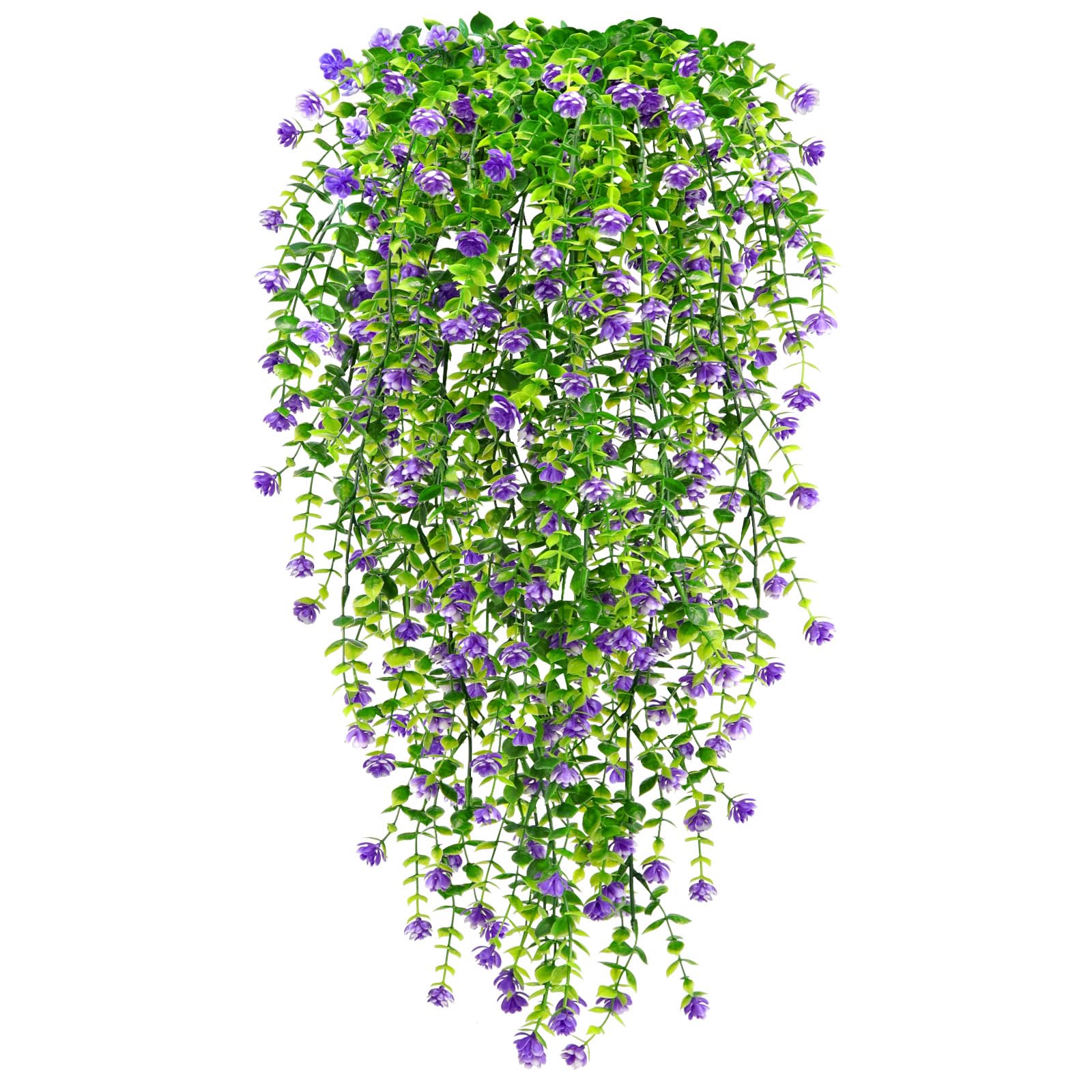 Yueshop 2PCS Artificial Hanging Flowers,UV-Resistant Artificial Hanging Plants Flowers Bouquet Outdoor Indoor Fake Hanging Plants Flowers Artificial Flowers for Wall Home Garden Wedding Decor (Purple)