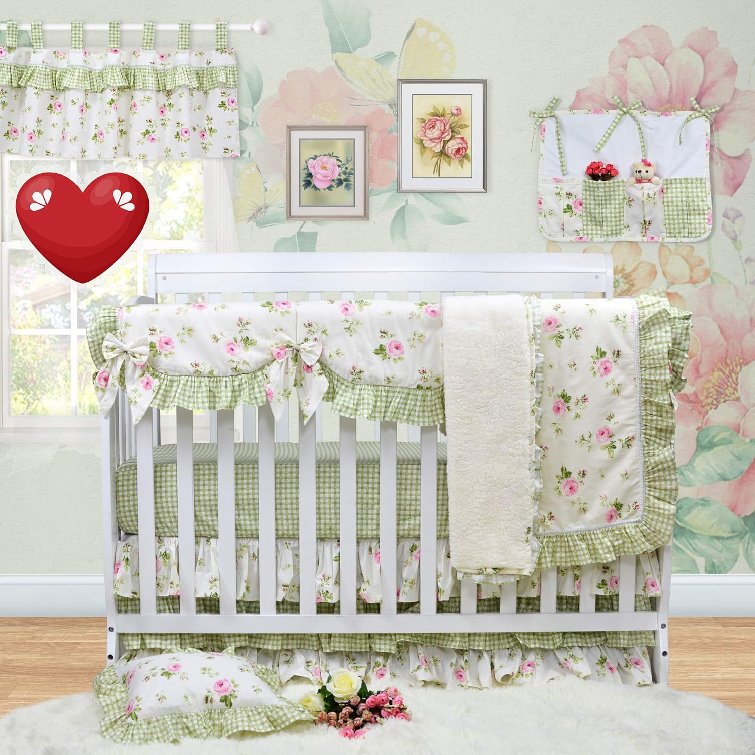 farmhouse floral crib bedding