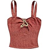 SweatyRocks Women's Summer Tank Tops Cut Out Spaghetti Strap Knit Crop Tank Top