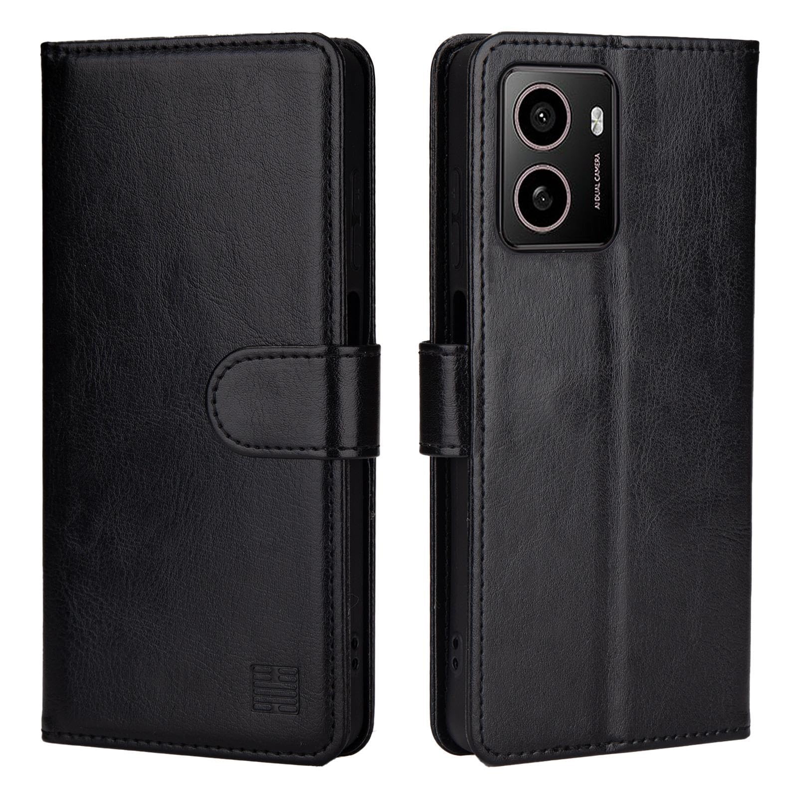 32nd Book Wallet PU Leather Case Cover for HMD Pulse/Pulse Pro/Pulse Plus, Flip Case With RFID Blocking Card Slots, Magnetic Closure and Built In Stand - Black
