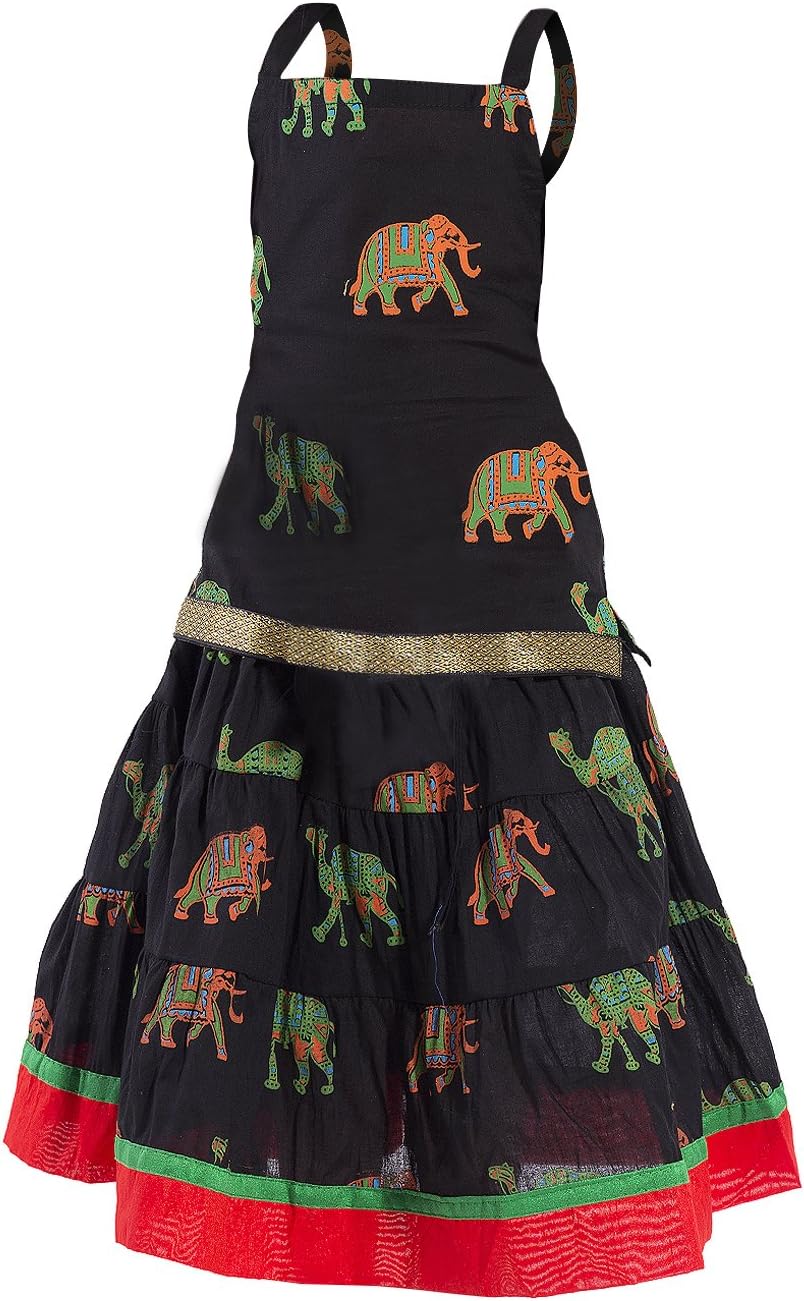 Ethnic set cotton animal printed Lehnga Choli Multi color Beautiful Kids wear for baby girls