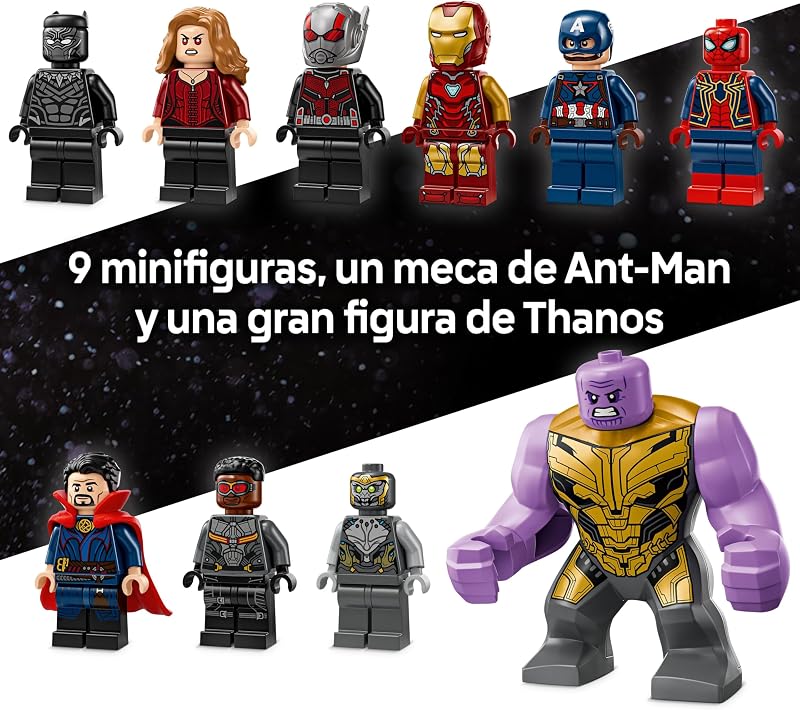 LEGO Marvel Batalha Final de Vingadores: Ultimato, Brinquedo de Super-herói, Figura de Thanos, Mech do Homem-Formiga e Homem de Ferro, Minifiguras do Capitão América e Pantera Negra, Presente para Meninos e Meninas 76323 — foto 7 de 8