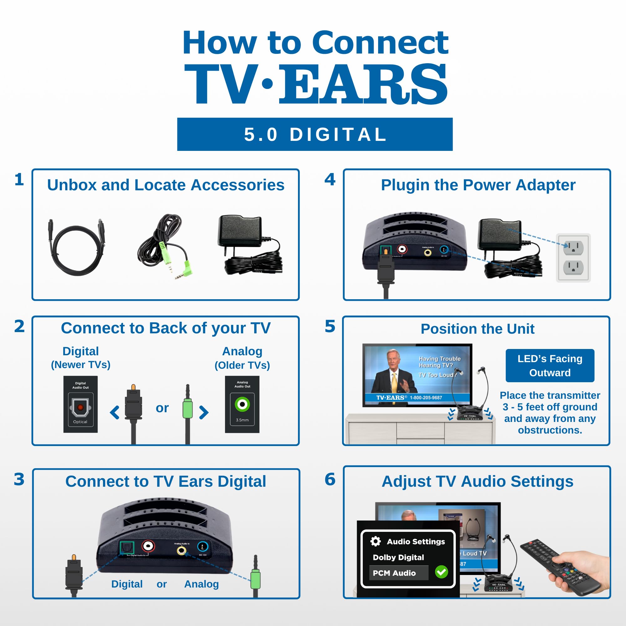 TV Ears Digital Wireless Headset System for Seniors – Personal Volume Control, TV Hearing Device, No Audio Delay, Plug-N-Play, Works with Most TV Brands, Ideal for Hearing Impaired – Model 11741