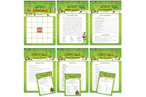 DUFFBBG Christmas Games for Family Party, Christmas Activities, Whoville Games Green Monster Party Supplies Word Search Scramble Bingo Trivia Pictionary Categories And Answer Keys for Family