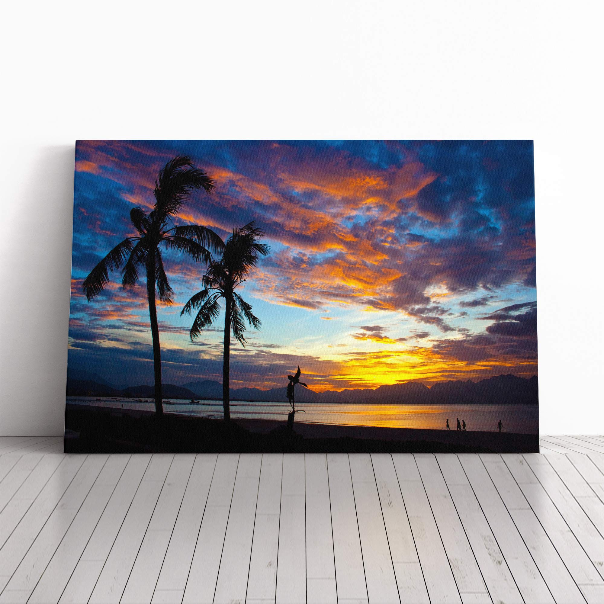 Landscape Beach Sunset (3) Canvas Print | Gallery Wrapped 30mm Frame Wall Art | 20x14 inches | Ready to Hang | Modern Seascape Picture | Living Room Bedroom Lounge Office