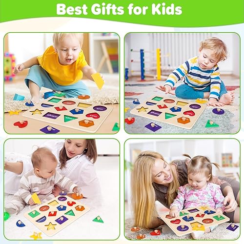 Jumlys Montessori Toys for Toddlers 1, 2, Year Old, Wooden Shape