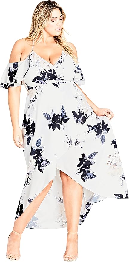 warehouse tulip frill maxi dress