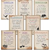 Literary Terms Mini Quote Poster Set featuring Alliteration, Foreshadowing, Irony, Metaphor, Onomatopoeia, Paradox, Personification and Symbolism. Educational Art Prints